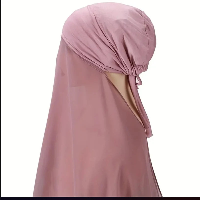 Muslim Instant Hijab Women Bonnet with Chiffon Shawl Head Scarf Cap Inner Headband Stretch Hijab Cover Headwrap Turbante Beauty World Shop