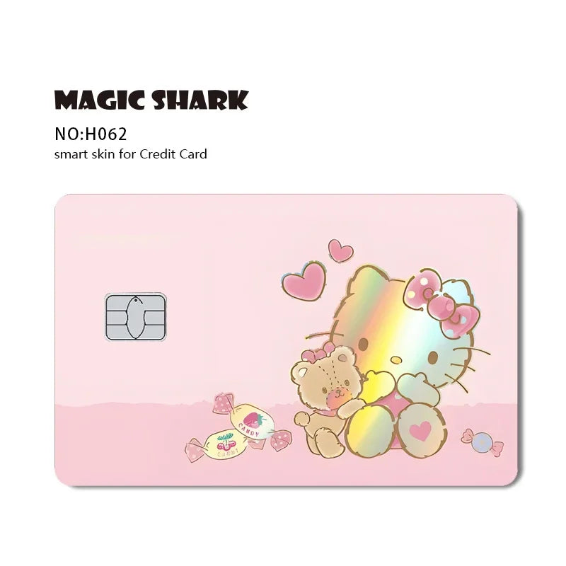 Hot Sale Hello Kitty Kuromi Holographic Laser Shinny Film Skin Cover Sticker for Debit Credit Card Bank Card Beauty World Shop
