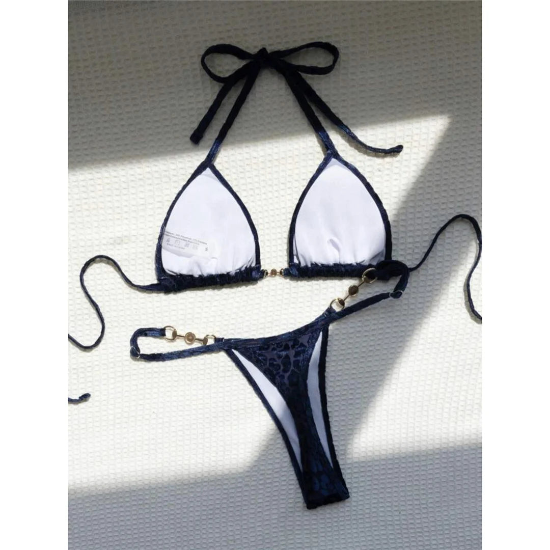S- XL Leopard Halter Mini Micro Thong Bikini Women Swimwear Female Swimsuit Two-pieces Bikini set Bather Bathing Suit Swim V5207 Beauty World Shop
