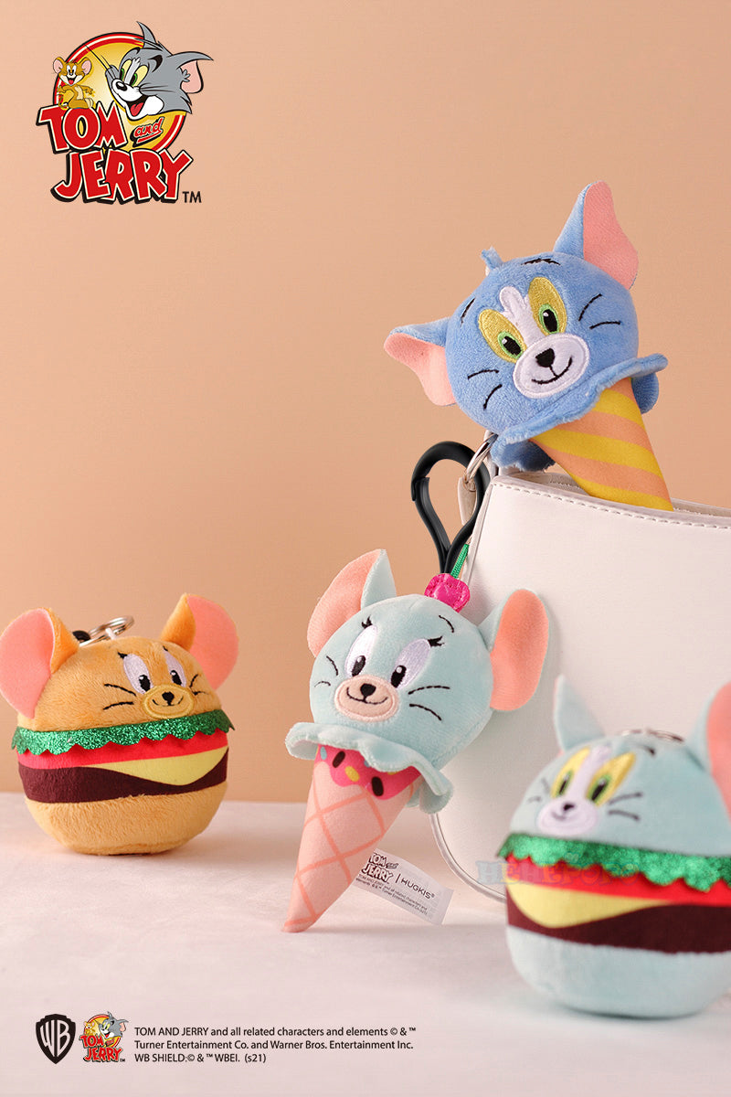 Original Tom and Jerry Plush Keychains Cosplay Cheese Toast Bagel Cake Jerry Hamburger TOM Lovely Cute Gift Toy Toy Beauty World Shop