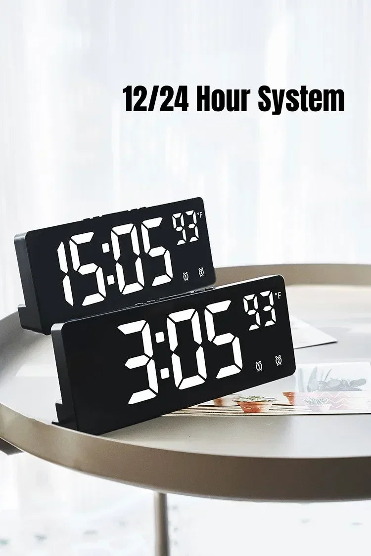 Voice Control Digital Alarm Clock Temperature Dual Alarm Snooze Desktop Table Clock Night Mode 12/24H LED Clock Watch Desk Clock Beauty World Shop