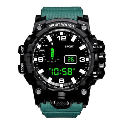Fashion Men's Watch Sports Electronic Wristwatch Large dial Multifunctional Waterproof Luminous Alarm Kids Male's Military Watch Beauty World Shop