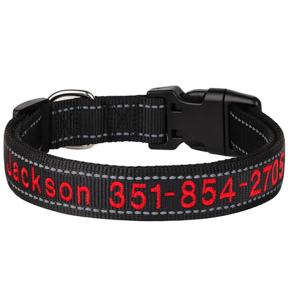 Embroidered Nylon Dog Collar Personalized Puppy Cat Collars Reflective Pet ID Collars DIY Phone Name ID For Small Large Dog Cat Beauty World Shop