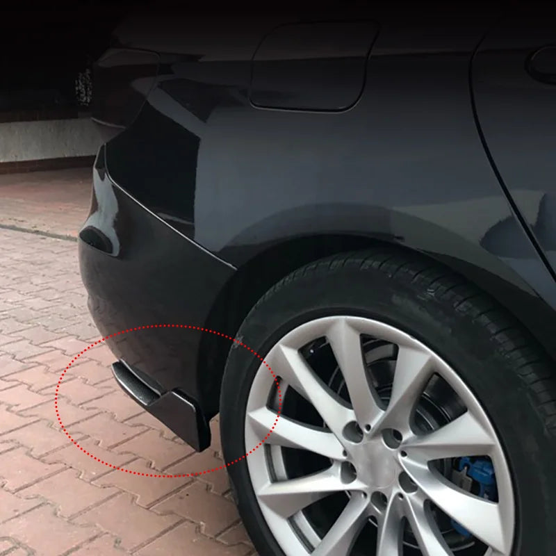 Pair Universal Car Rear Bumper Spoiler Lip Carbon Fiber Wing Trim Protection Anti-crash Diffuser Side Skirt Wrap Angle Splitter Beauty World Shop