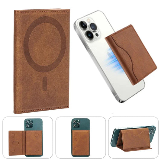 Men Magsafe Card Holder Unisex PU Leather Magnetic Cardholder Card Bag Wallet for Apple for Phone 16 15 14 13 12 Pro Max Mini Beauty World Shop