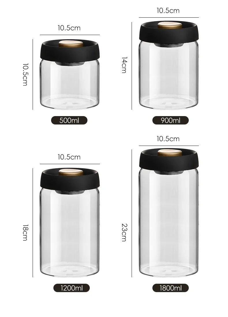 Manual Vacuum Sealed Coffee Jar High Borosilicate Glass Moisture Proof Tea Storage Container for Kitchen Coffee Beauty Trend Shop