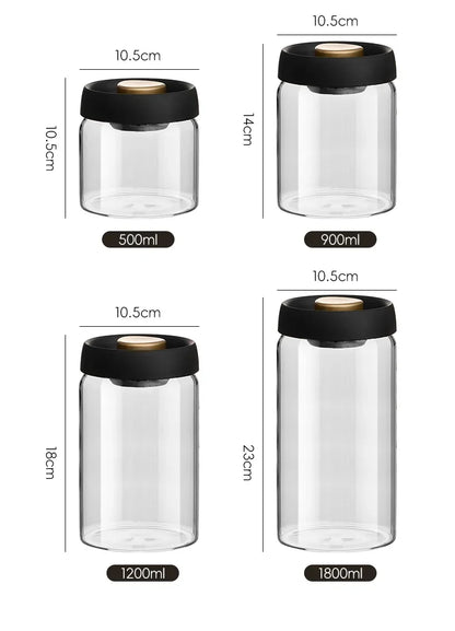 Manual Vacuum Sealed Coffee Jar High Borosilicate Glass Moisture Proof Tea Storage Container for Kitchen Coffee Beauty Trend Shop