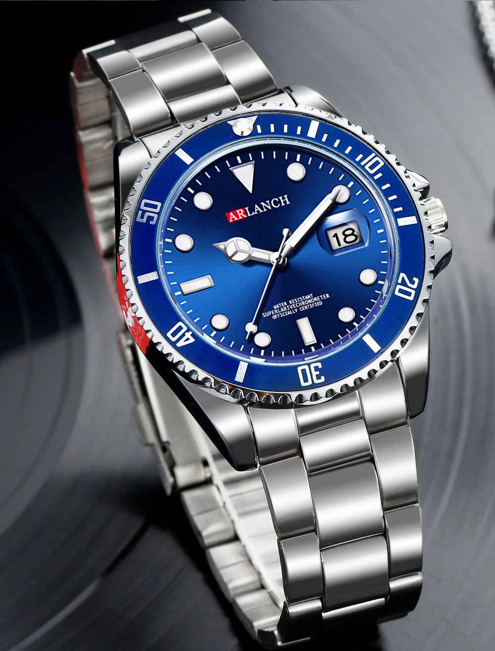 Business Stainless Steel Watch 40mm Classic Red Blue Circle Diving Series Magnifying Glass Calendar Quartz Watches montre homme Beauty World Shop