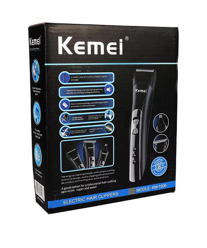 Kemei KM-1506 3 in 1 Electric Hair Clipper USB Charging Shaver Rechargeable Nose Hair Trimmer Professional Shaving Machine Beauty World Shop