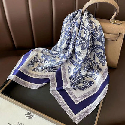 68cm Red Cashew Print Scarf Women's New Model Emulated Silk Plant Print Scarfs Fashion Versatile Clothes Bag Accessories Scarf Beauty World Shop