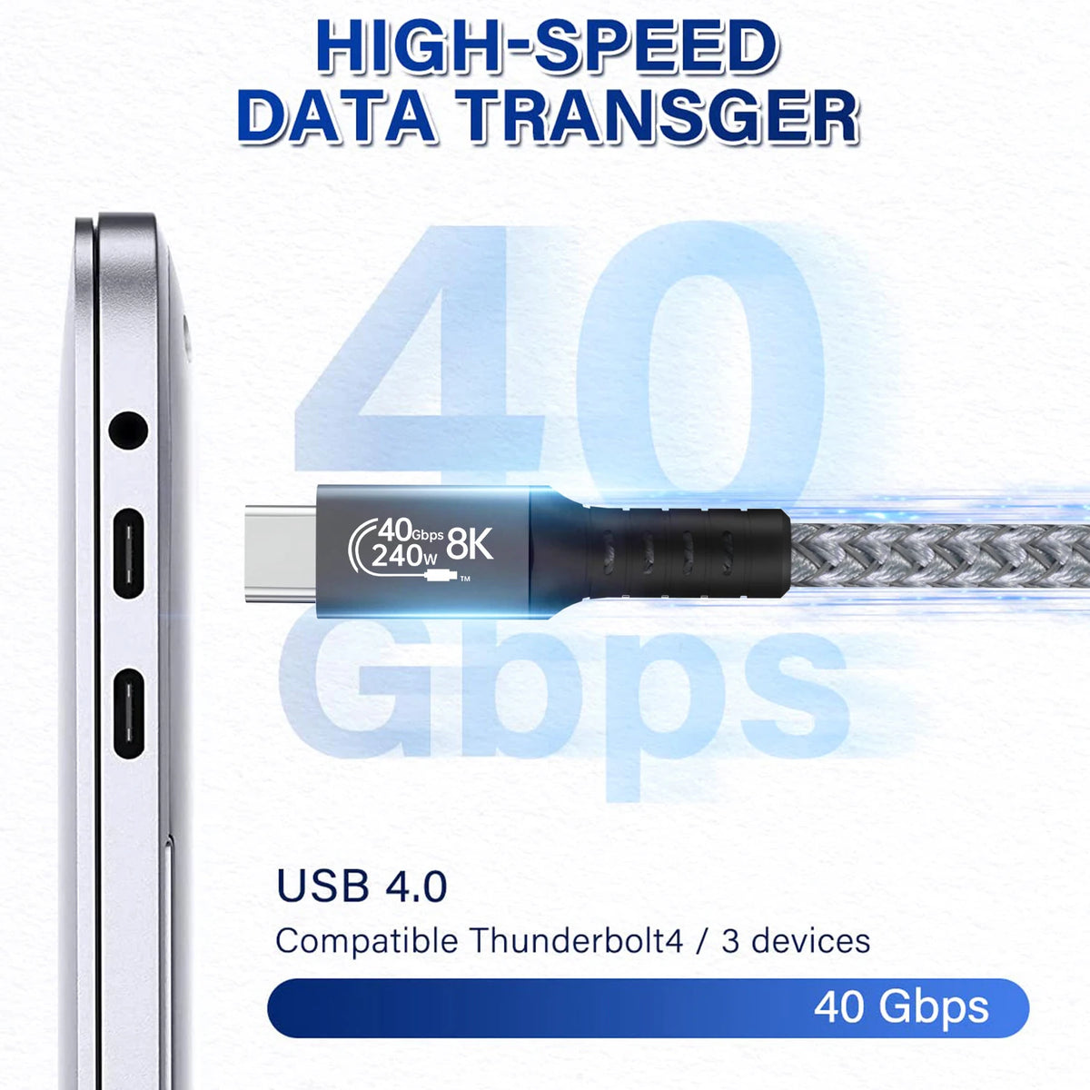 UGOURD USB4 Cable 40Gbps 240W Thunderbolt 4 Type C Fast Charging Cable Thunderbolt3 USB C to C Data Transfer Cable For EGPU Beauty World Shop