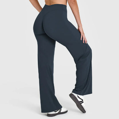 NCLAGEN SoftMotion Straight Leg Bottoms Women's Mid-Waist Yoga Pants GYM Leggings Naked Feel Pilates Running Sports Trousers Beauty World Shop