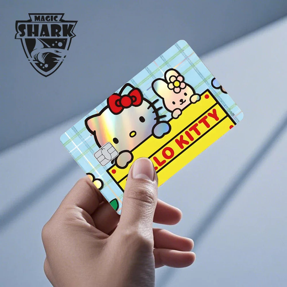 Hot Sale Hello Kitty Kuromi Holographic Laser Shinny Film Skin Cover Sticker for Debit Credit Card Bank Card Beauty World Shop