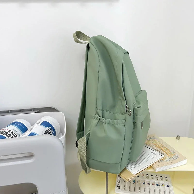 Lightweight Solid Color Backpack for High School Students Multifunctional Casual Bag School Travel Daily Use Simple Design Beauty World Shop