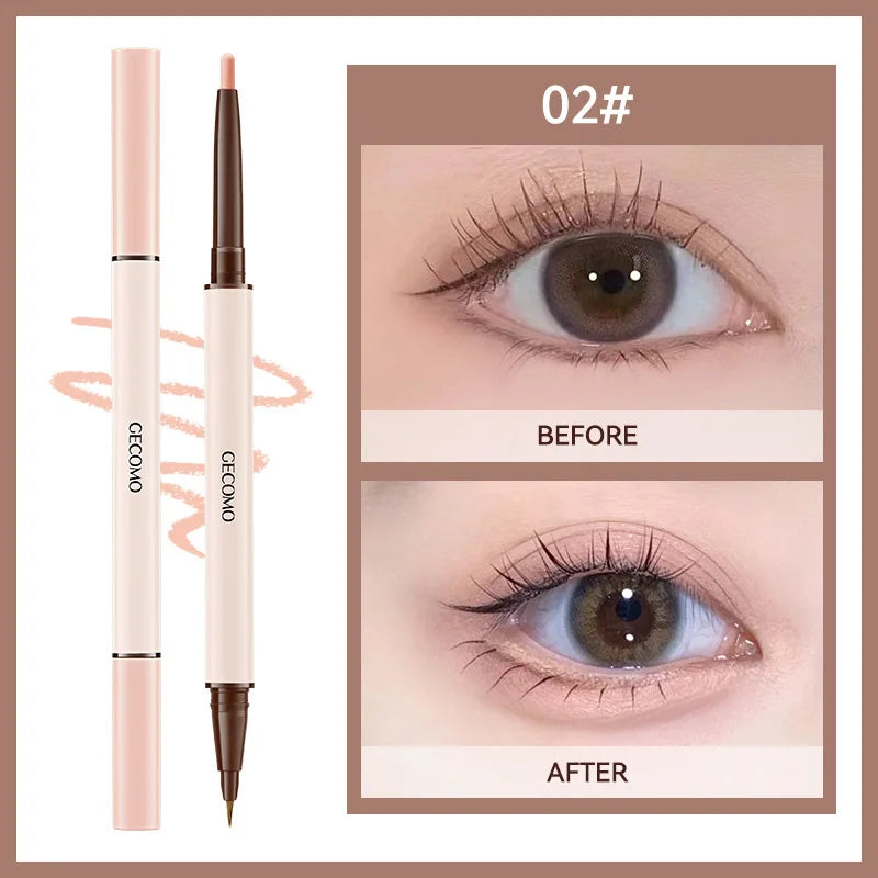 GECOMO 3D star eye double head silkworm pen, keep makeup lasting, waterproof and not easy to stain, brighten Beauty Trend Shop