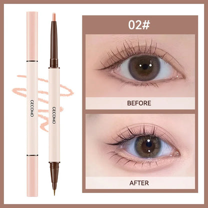 GECOMO 3D star eye double head silkworm pen, keep makeup lasting, waterproof and not easy to stain, brighten Beauty Trend Shop