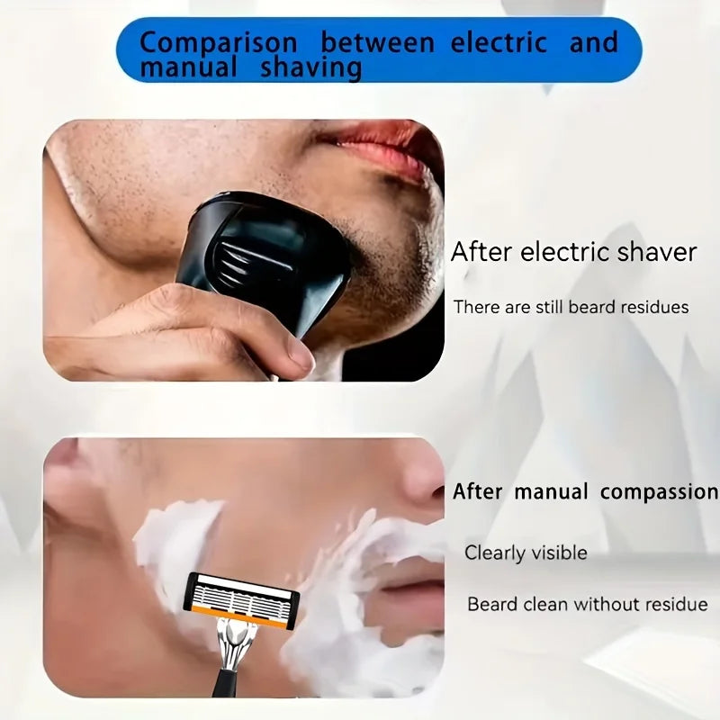 6-Layers Safety Razor Set High Quality Men Razor Sharp Stainless Steel Shaving Changeable Shaver Head Blade ﻿ Beauty World Shop