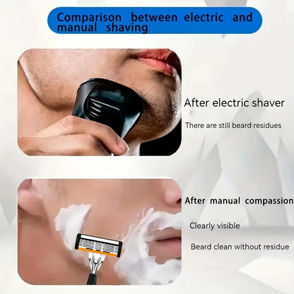 6-Layers Safety Razor Set High Quality Men Razor Sharp Stainless Steel Shaving Changeable Shaver Head Blade ﻿ Beauty World Shop