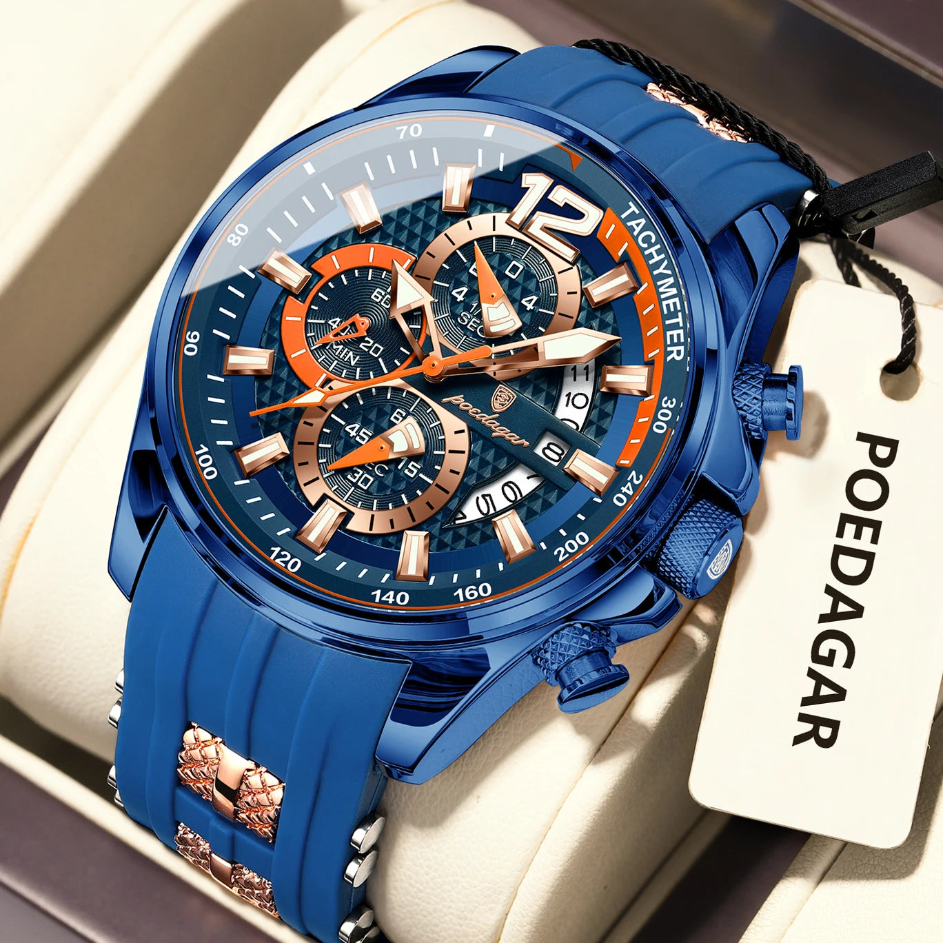 POEDAGAR Luxury Watch For Men Date Chronograph Luminous Waterproof Silicone Male Watch Fashion Sports Quartz Men's Watches Reloj Beauty World Shop
