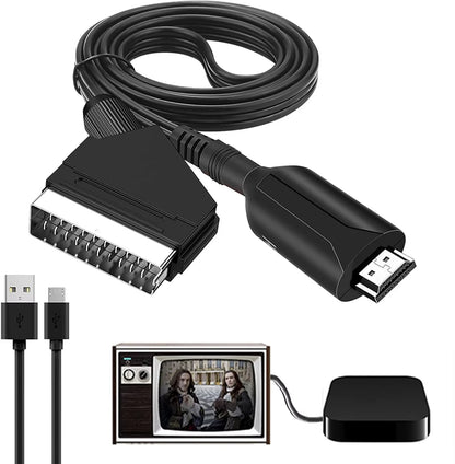 SCART to HDMI Converter Cable Video Audio Converter Adapter Scart in HDMI Out Suport 720P/1080P Switch for HDTV DVD Beauty World Shop