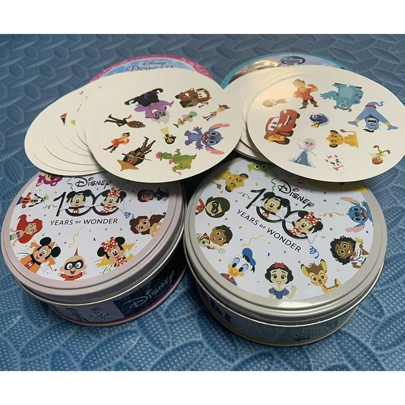 Disney Card Board Game 100th Anniversary Iron Box Card Frozen Princess 2 to 8 Player Family Holidays Camping Christmas Kids Gift Beauty World Shop