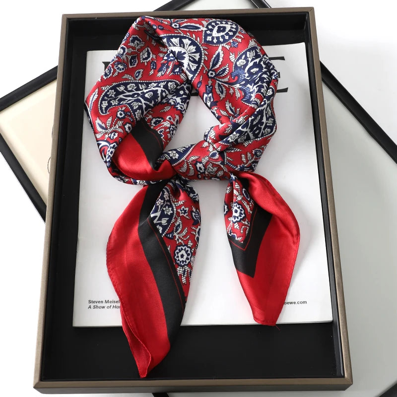 60Colors Luxury Scarf Women 70*70Cm Silk Feel Square Hair Wrapping Foulard Satin Shawl Big Size Head Bandana Hijab Handkerchief Beauty World Shop