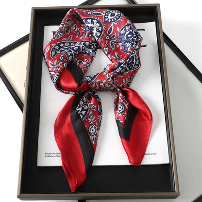 60Colors Luxury Scarf Women 70*70Cm Silk Feel Square Hair Wrapping Foulard Satin Shawl Big Size Head Bandana Hijab Handkerchief Beauty World Shop