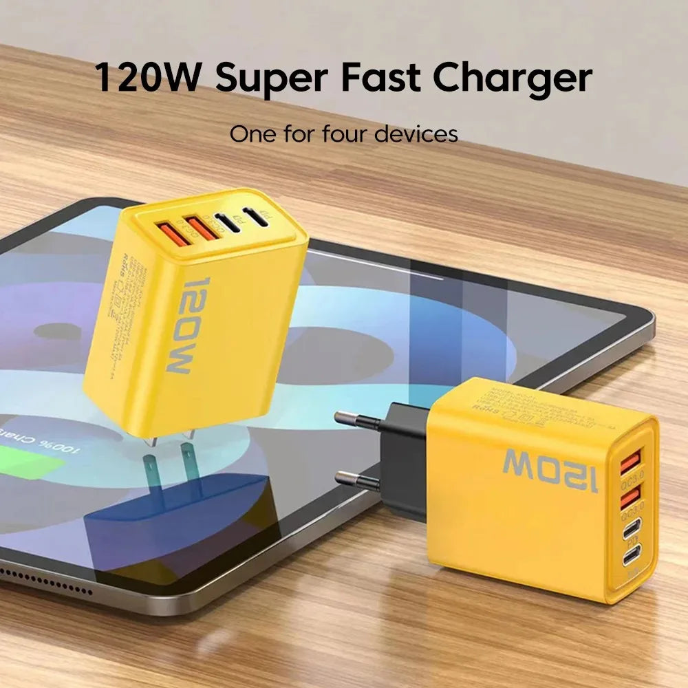 4 Ports USB C PD Charger Quick Charge 3.0 Type C USB Phone Chargers Fast Charging Adapter For iPhone 16 15 Samsung Xiaomi Huawei Beauty World Shop