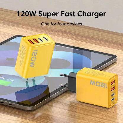 4 Ports USB C PD Charger Quick Charge 3.0 Type C USB Phone Chargers Fast Charging Adapter For iPhone 16 15 Samsung Xiaomi Huawei Beauty World Shop