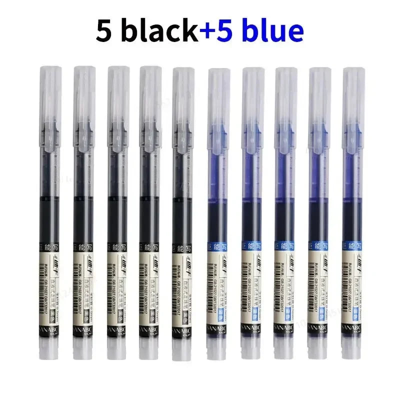 10Pcs High Quality Needle Type Gel Pen Straight Liquid Ballpoint Pens Perfect Kawaii Stationery for School/Office Writing Supply Beauty World Shop