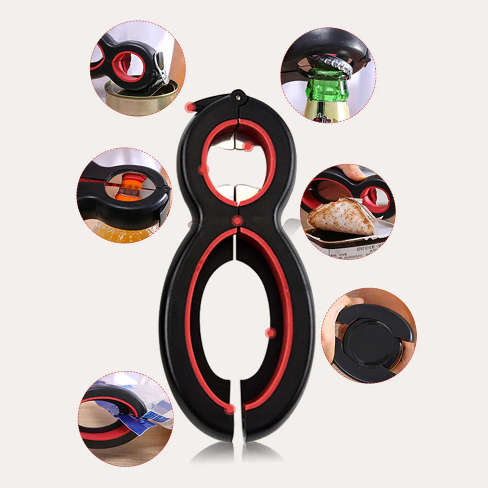 Multifunctional 6-in-1 Jar Opener And 4-in-1 Bottle Opener with Non-Slip Lids Gripper - Kitchen Tool for Easy Opening Beauty Fashion