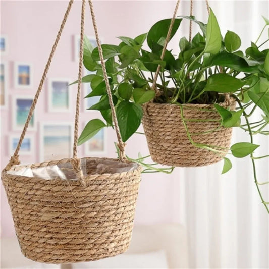 Garden Hanging Planter Macrame Plant Storage Basket Jute Rope Woven Indoor Outdoor Flower Pot Holder Plant Hangers Home Decor Beauty Trend Shop