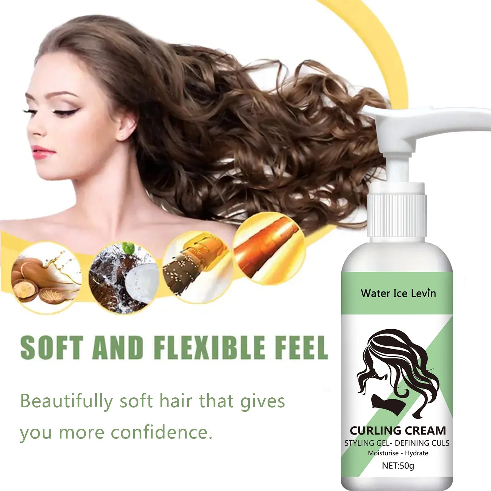 Curly hair Styling cream, moisturizing and smoothing formula, enhances the elasticity and shine of curly hair, easy to set Beauty World Shop
