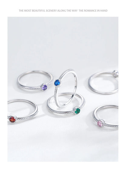Ailmay 925 Sterling Silver Round Rainbow Zircon Rings For Women Wedding Engagement Party Colored Jewelry Beauty World Shop