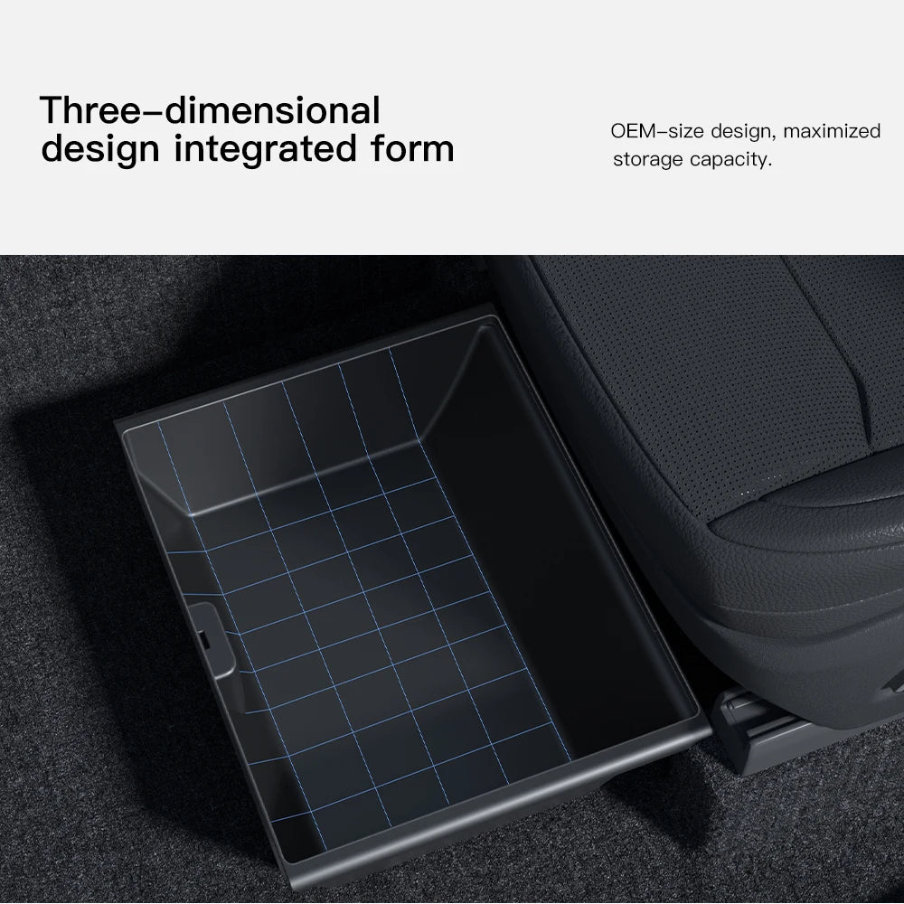 YZ For Tesla Model Y Juniper 2026 Underseat Storage Box Seats Drawer TPE Hidden Storage Tray Push Pull Car Organizer Accessories Beauty World Shop