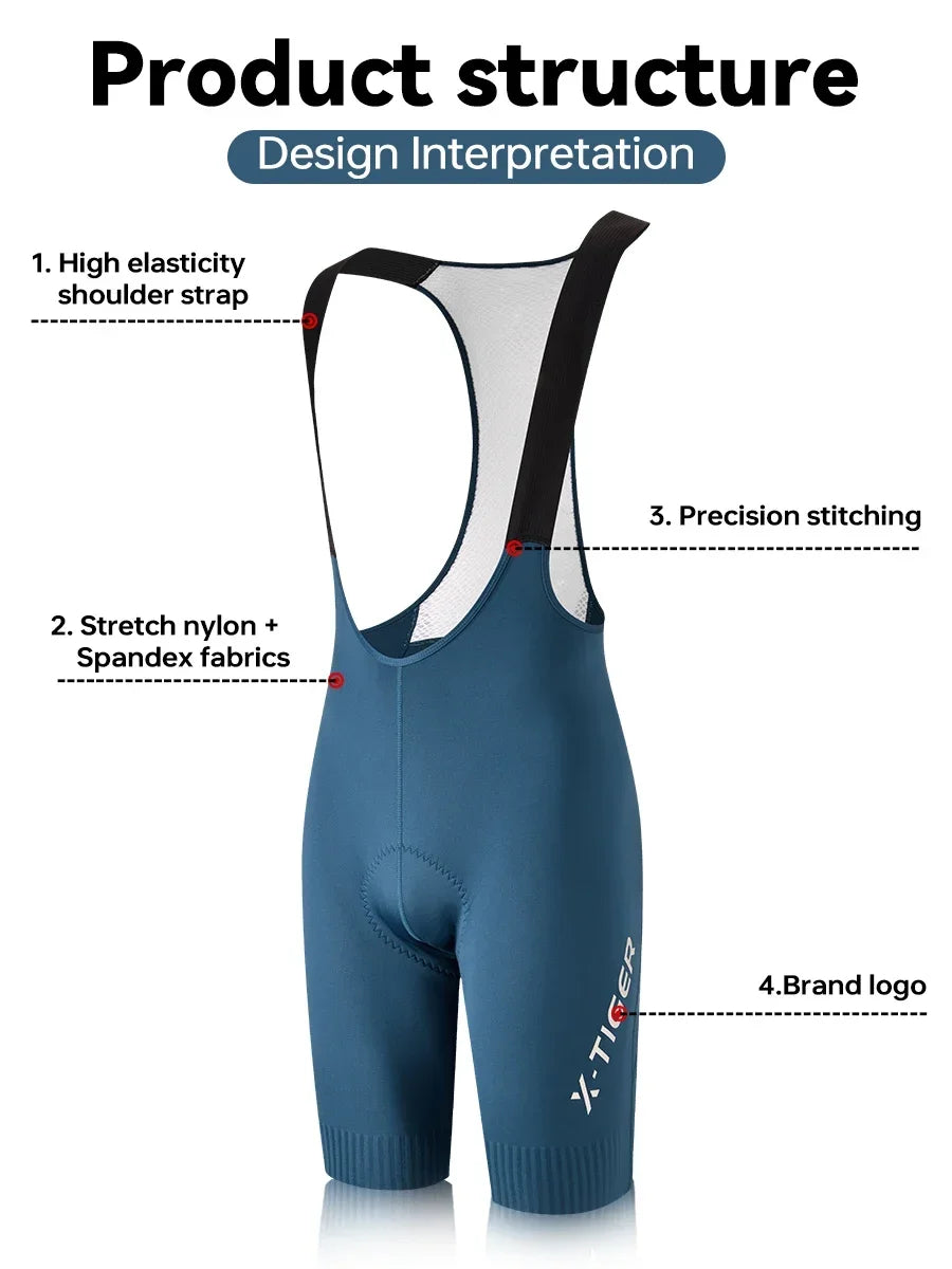 X-TIGER Cycling Bib Pants 120 High Density Cushion Men's Cycling Shorts Road Bike MTB Cycling Pants Sports Fitness Casual Pants Beauty World Shop