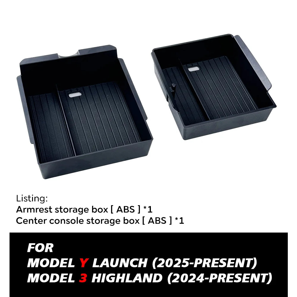 For Tesla Model Y Juniper 2025 Launch Center Console Eyeglasses Storage Box Armrest Box Upper&Lower Silicone Pad Beauty World Shop