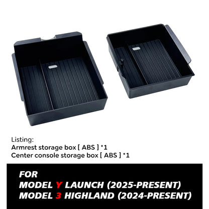For Tesla Model Y Juniper 2025 Launch Center Console Eyeglasses Storage Box Armrest Box Upper&Lower Silicone Pad Beauty World Shop