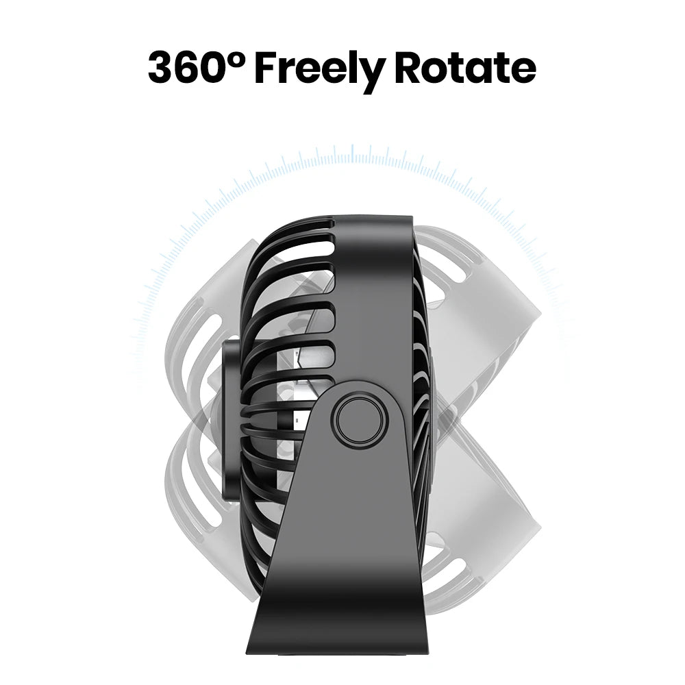 TOPK 4Inch USB Mini Portable Fan for Camping,3 Speeds Quiet Desk Table Personal Fan,360°Adjustment Standing fans for room Home Beauty World Shop