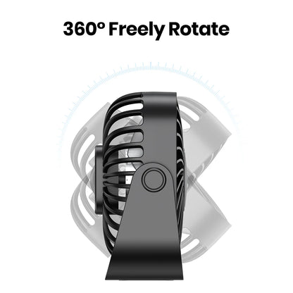 TOPK 4Inch USB Mini Portable Fan for Camping,3 Speeds Quiet Desk Table Personal Fan,360°Adjustment Standing fans for room Home Beauty World Shop