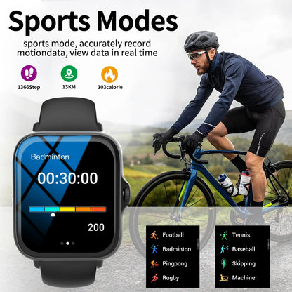 Smart watch with full touch screen, call, message reminder, music control and other functions, compatible with iPhone/android mo Beauty World Shop