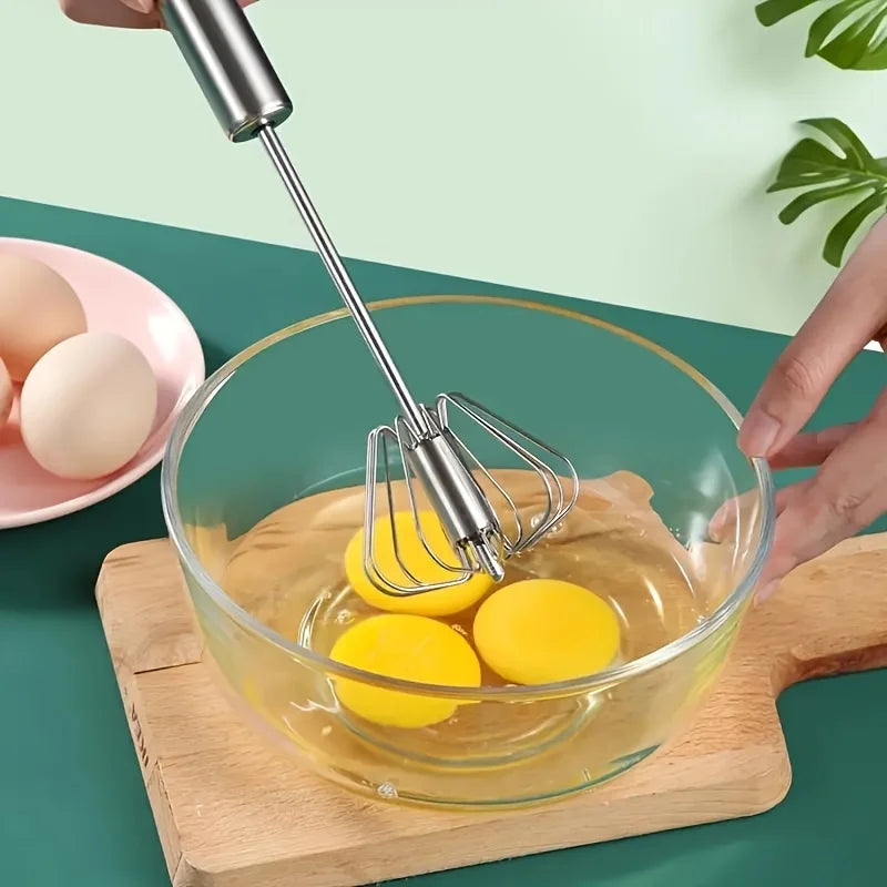 Stainless Steel Egg Beater Durable Semi-Automatic Mixer for Effortless Egg Cream Mixing Stirring and Beating for Kitchen Baking Beauty World Shop