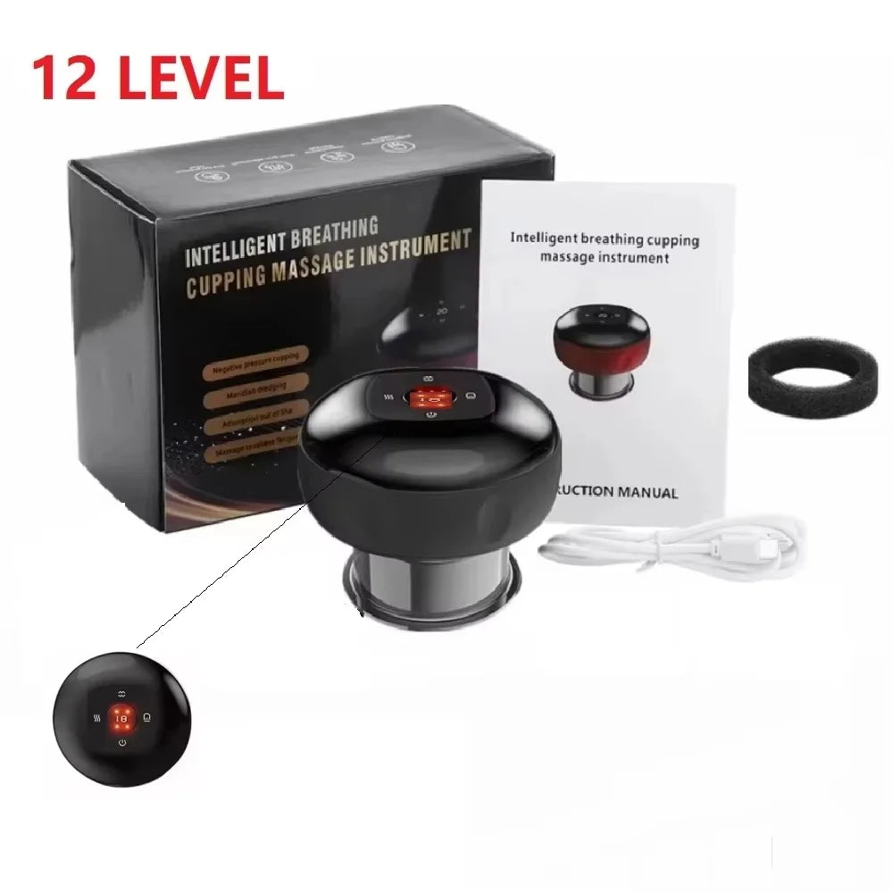wireless Body Scraping Massage Smart 6/12 Gear Electric Vacuum Cupping Heating Suction Cup Device Back Neck Arm Massger Beauty World Shop