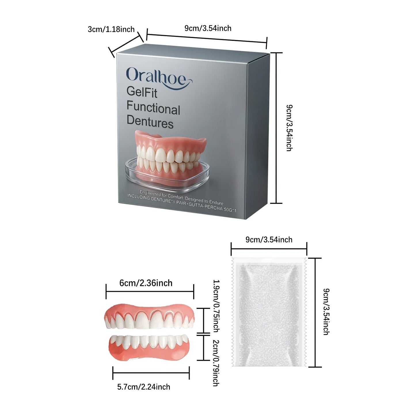 Silicone Dentures False Teeth Full Set Soft Safety Easy to Use Perfect Fit Oral Improve Tooth Loss Broken Temporary Denture Kit