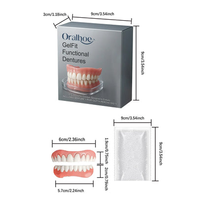 Silicone Dentures False Teeth Full Set Soft Safety Easy to Use Perfect Fit Oral Improve Tooth Loss Broken Temporary Denture Kit