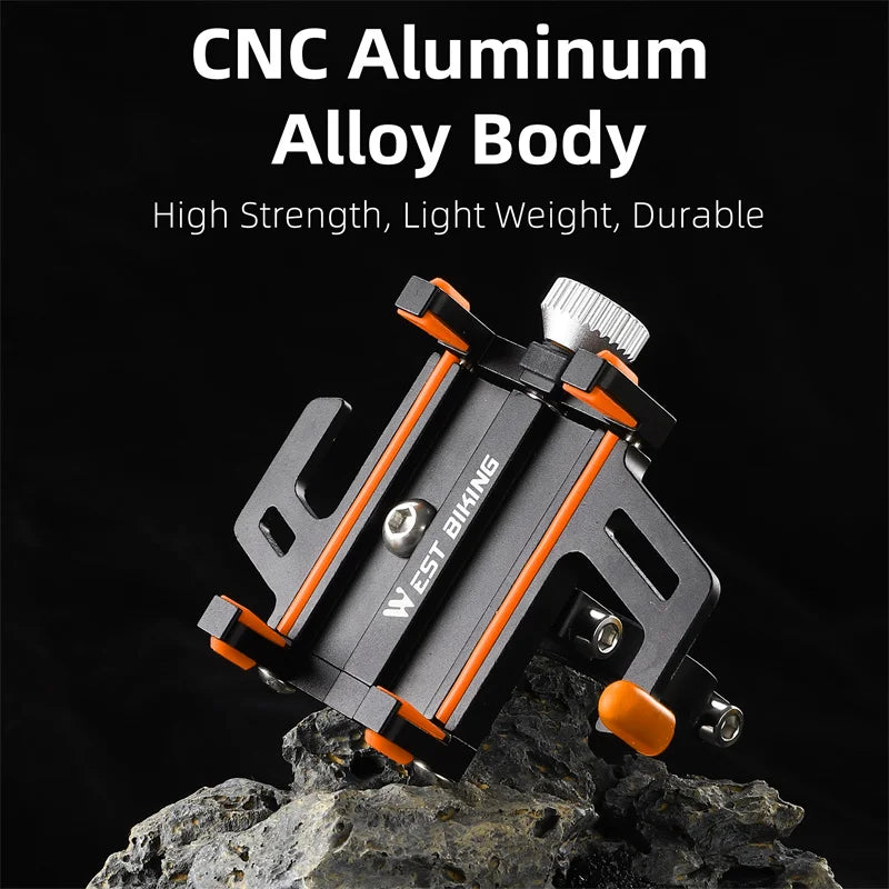 WEST BIKING Bicycle Mobile Phone Holder 360° Rotatable  Aluminum Alloy Phone Holder Five Claws Adjustable MTB Road Bike Bracket Beauty World Shop