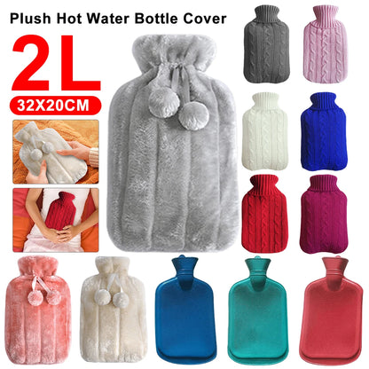 2L Hot Water Bottle Cover Rubber Hot Water Bags Winter Plush Hand & Feet Warmer Explosion-Proof Water Bottle Cover For Hot Water Beauty World Shop