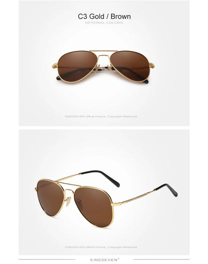 KINGSEVEN Pilot Alloy Sunglasses Polarization UV400 Anti-reflection Full Frame Parsnip Glasses Women Retro Luxury Eyewear Beauty World Shop