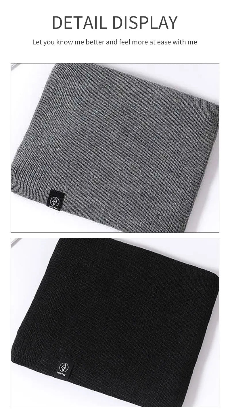 Winter Knitted Scarf Warm Cashmere Like Unisex Neck Warmer for Women Men Solid Color Snood Ring Scarf Fashion Thick Scarf Beauty Fashion