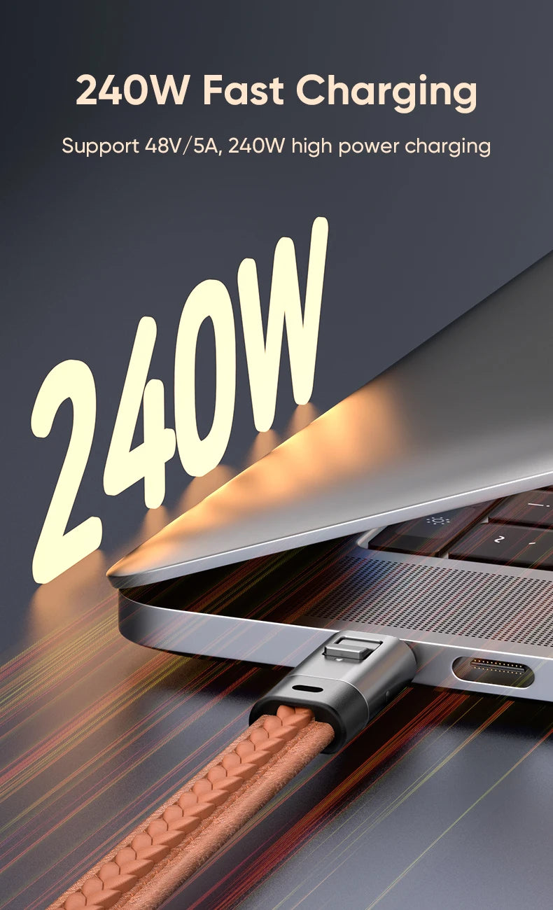 240W Mobile Fast Charging Cable Type-C to USB-C Keychain Anti Loss Hanging Rope 48V5A Short Line Laptop Tablet Charging Cable Beauty World Shop